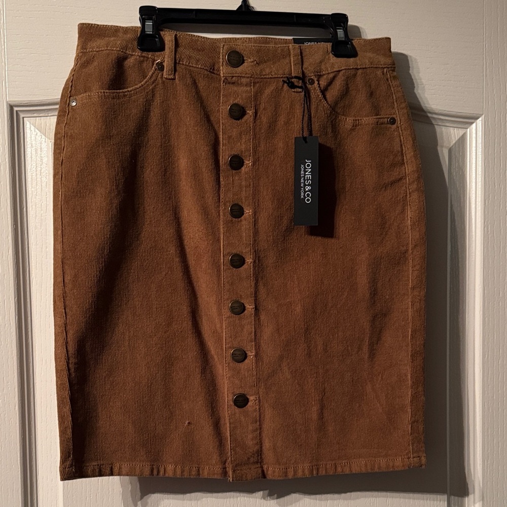 Jones New York Tan Button-Front Pencil Skirt